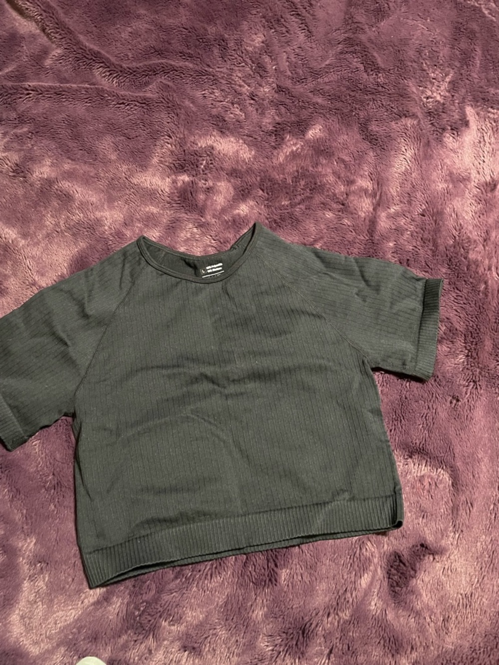 Kids Ribbed Crewneck Tee - Black